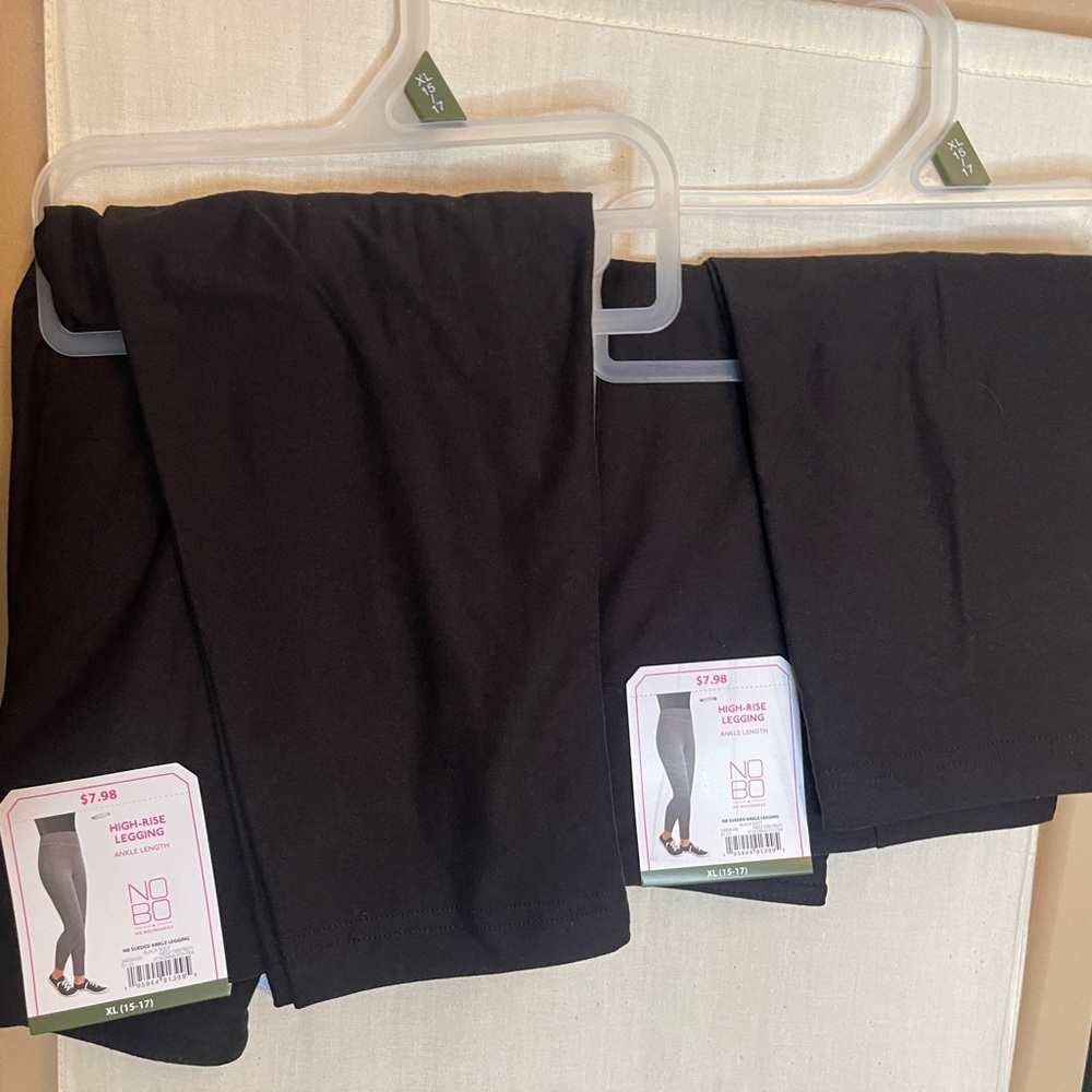 3 pair new high rise leggings ankle length xl 15-17 black